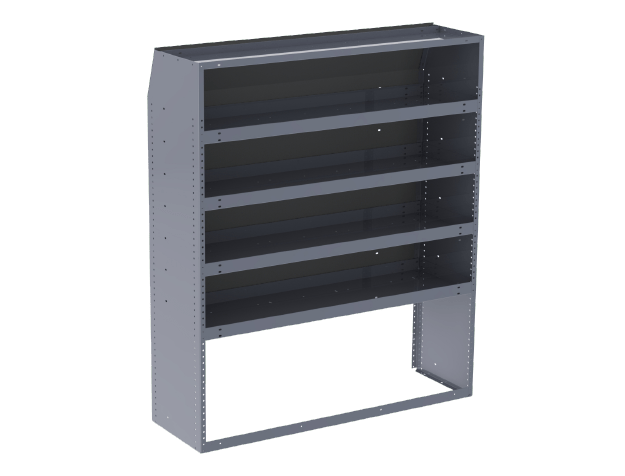 Our tapered shelving modules are made of high-quality steel and provide flexible storage solutions for your cargo van. Find fully adjustable shelves at 12” and 16” depths.